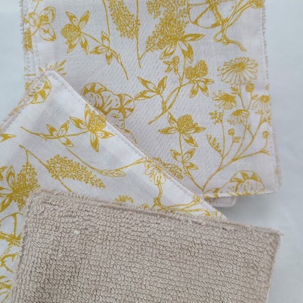 Lot de 8 cotons lavables fleurs jaunes – Image 2