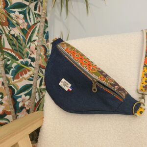 banane jean et tissu fleuri ancien