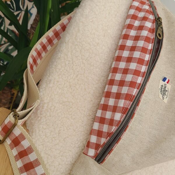 sac banane beige et vichy terra cotta