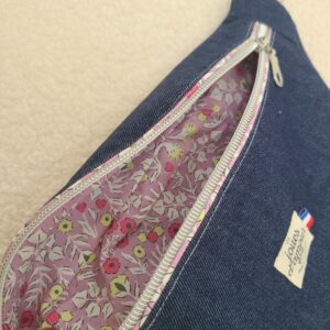 sac banane jean et tissu liberty parme