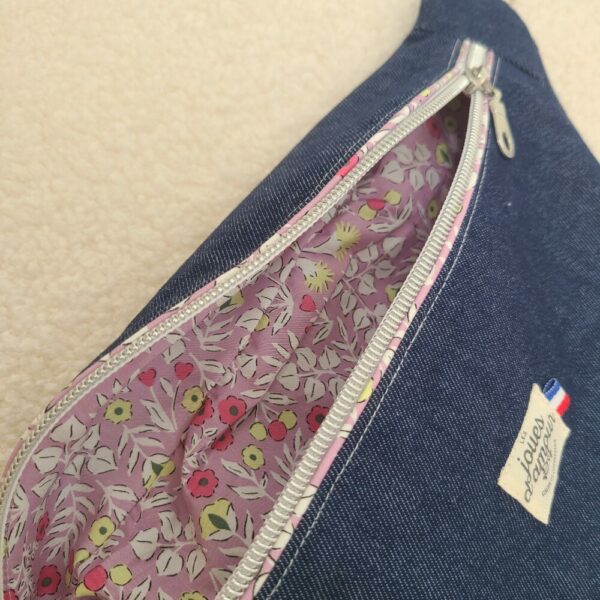sac banane jean et tissu liberty parme