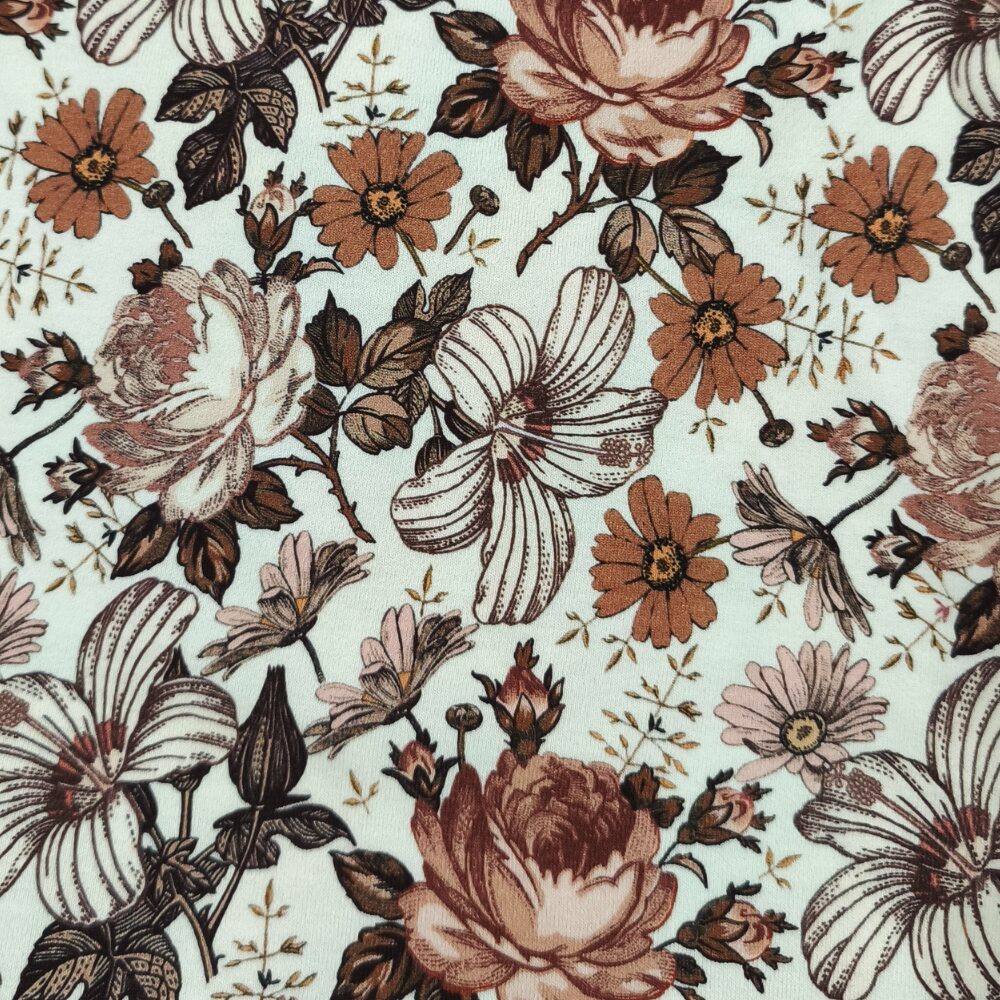 jersey de coton fleuri ton marron