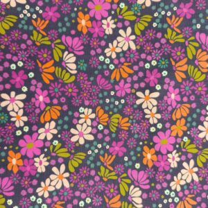 tissu coton violet fleuri